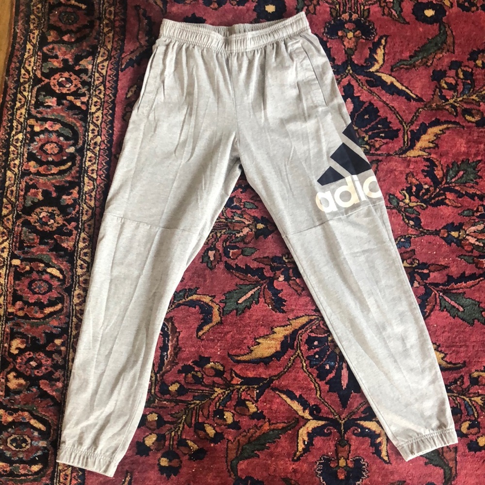 Adidas gray thin jogger pants - small